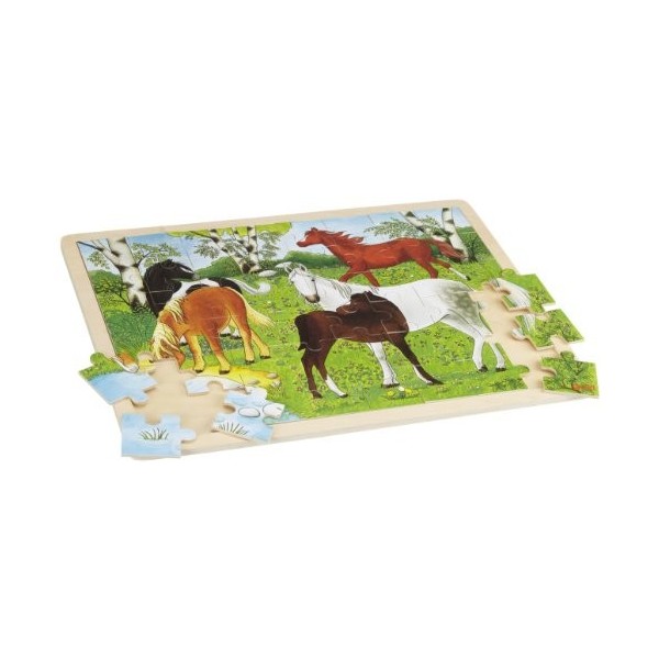 Goki - 57894 - Puzzle des poneys en bois - 48 pièces