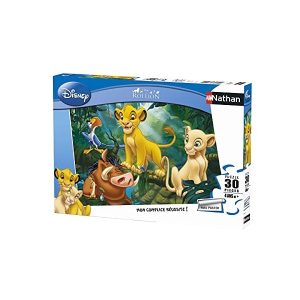 Nathan - Puzzle Enfant - 30 pièces - Simba & Co. - Disney - Fille ou garçon dès 4 ans - Puzzle de qualité supérieure - Carton