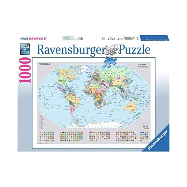 Ravensburger- Puzzle 1000 Pièces Carte du Monde Politique Puzzle Adulte, 4005556156528, Néant