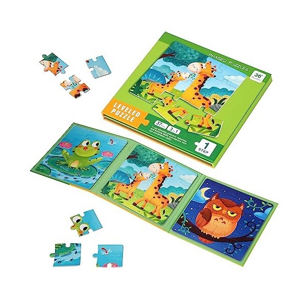 Jouet Puzzle en Magnétique pour Enfant, Montessori Puzzle en Bois de Animaux, Livre de Puzzle Assorti Jouet Éducatifs Apprent