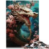 Puzzle 1000 pièces pour Adultes Dragon Japonais Cerise Premium 100% Planche recyclée Cadeau Amusant 26 x 38 cm