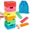 Coogam Blocs en Bois Jeu Dempilement avec Sac De Rangement, Coloré Équilibrage Puzzles Jouets dapprentissage Éducatif Tri F