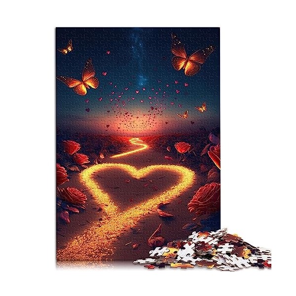 Puzzle 1000 pièces pour Adultes Coeur sur la Plage Carton recyclé Peg 10,27x14,96 Pouces