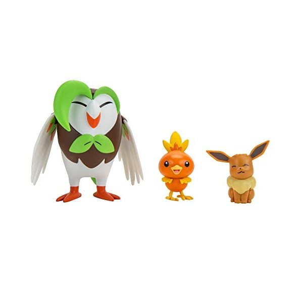 Pokemon- Lot de 3 Comprend des Figurines de Combat Torchic, Évoli et 7,6 cm – Détails Authentiques, PKW2678