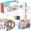 YeahBoom Jouet de Train Domino,Train de Dominos Automatique avec 100 Blocs de Dominos,Train Electrique Enfant,Construction de