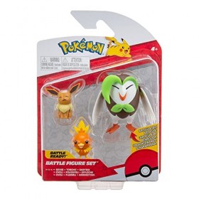Pokemon- Lot de 3 Comprend des Figurines de Combat Torchic, Évoli et 7,6 cm – Détails Authentiques, PKW2678