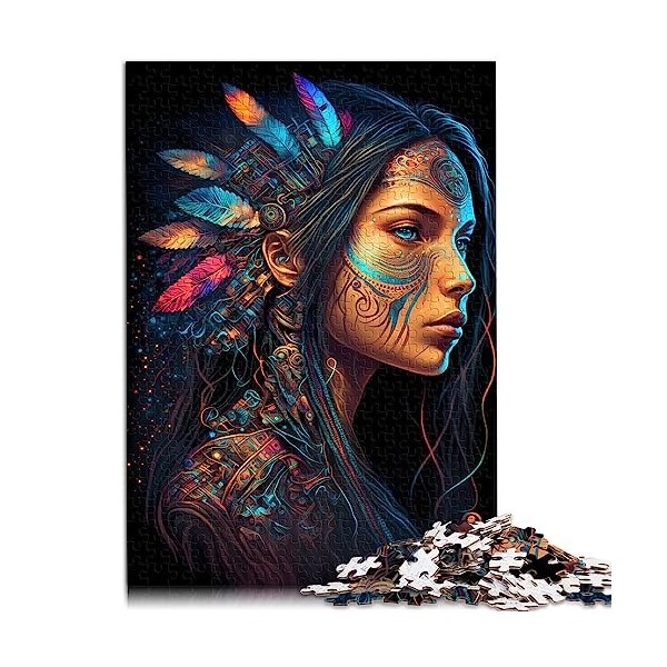 Puzzle 1000 pièces pour Adultes - Cadeaux Femme amérindienne - Tableau 100% recyclé de qualité supérieure - Difficile à compl