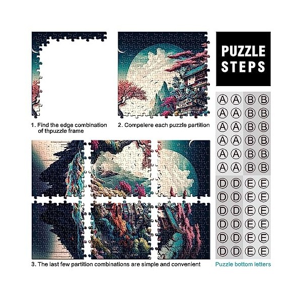 Puzzles pour Adultes 1000 pièces Paysage Japonais Jeu de Puzzle en Carton Jouets 10,27x14,96 Pouces