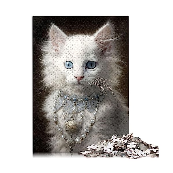 Puzzles pour Adultes 1000 pièces Chaton Blanc Moelleux Puzzles en Carton décor à la Maison 26x38 cm Puzzles pour Adulte