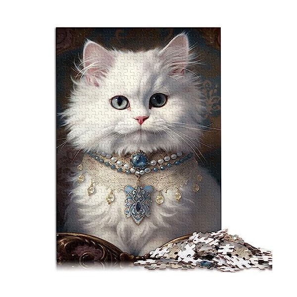 Puzzles pour Adultes 1000 pièces Chaton Blanc Moelleux Puzzles en Carton décor à la Maison 26x38 cm Puzzles pour Adulte