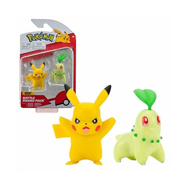 Pokemon Sélection de figurines de combat, figurine daction, figurine de jeu à collectionner : Pikachu & Endivie