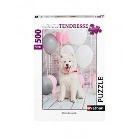 Nathan - Puzzle 500 pièces - Chien Samoyède - Adultes et enfants dès 12 ans - Puzzle de qualité supérieure - Encastrement par