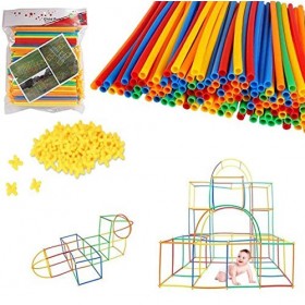 Boosns Réutilisable Paille Blocs De Construction Plastique Jeu De Construction De Connecteur De Paille Jouet éducatif 200 