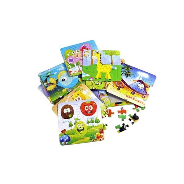 Toyvian 12 Pièces Jouet Puzzle en Papier pour Enfants Puzzle danimaux de Dessin animé Animal Cadeau De bébé