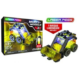 Laser Pegs, Véhicule de Chantier-4 en 1-91 pcs, Construction, Brique Lumineuse, Jouet pour Enfants dès 8 Ans, LAU05, Multicol
