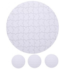 SAFIGLE 4 Pièces Puzzles Vierges De Sublimation Artisanat De Puzzle De Transfert Casse-tête Rond Puzzle De Sublimation Blanch