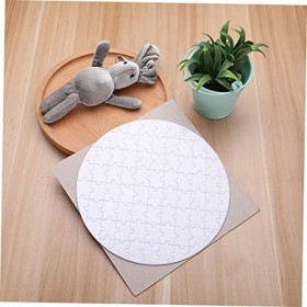 SAFIGLE 4 Pièces Puzzles Vierges De Sublimation Artisanat De Puzzle De Transfert Casse-tête Rond Puzzle De Sublimation Blanch