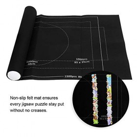 Bnineteenteam Feutre Puzzle Mat Jigsaw Puzzles 2 Couleurs 66 x 117 cm Roll Up Storage Pad Puzzle Couverture pour Enfants Noir