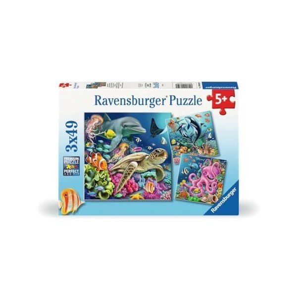 Ravensburger Puzzle pour enfants-12000859-Monde sous-Marin enchanteur-3 x 49 pièces-pour Enfants à partir de 5 Ans, 12000859