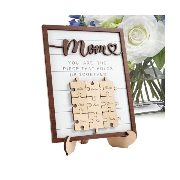 Zceplem Pièces de Puzzle mère-Fille, Signe de Cadeaux danniversaire pour Maman - Pièces de Puzzle en Bois Bricolage pour Mam
