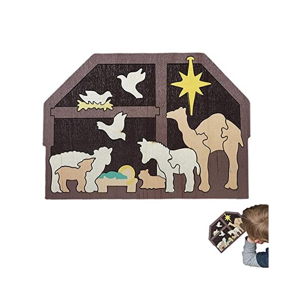 NOLLAM la Nativité | Jigsaw Puzzle Game Noël - Artisanat dornement Noël Sculpture Faite à la Main pour Les, Les, Les Amateur
