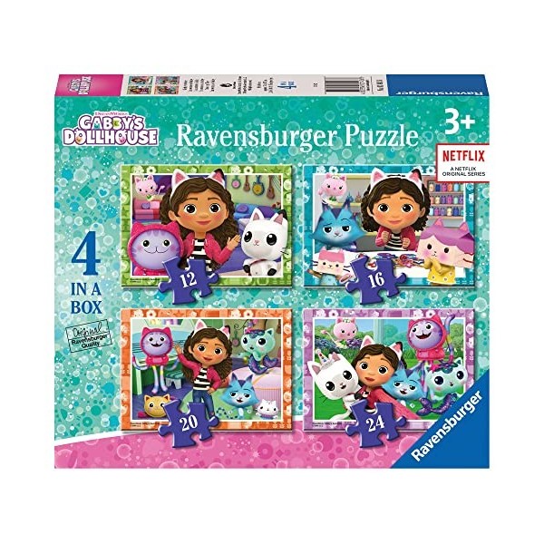 Ravensburger Dollhouse Gabbys Puzzle Maison de poupée pour Enfants à partir de 3 Ans – 4 dans Une boîte 12, 16, 20, 24 pièc