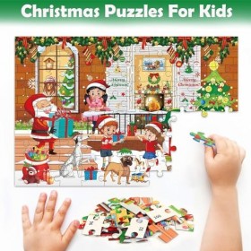 ZMLM Puzzles de Noël pour Enfants 4-12&nbsp;: Cadeau du Père Noël - 100 Pièces Puzzle de Noël pour Enfants Âgés de 4 à 12 Ans Garç