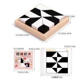 Puzzles en Bois, Puzzles en Blocs Noirs et Blancs, Puzzle géométrique trapèze, Puzzles en Blocs éducatifs avec 8 Triangles, P