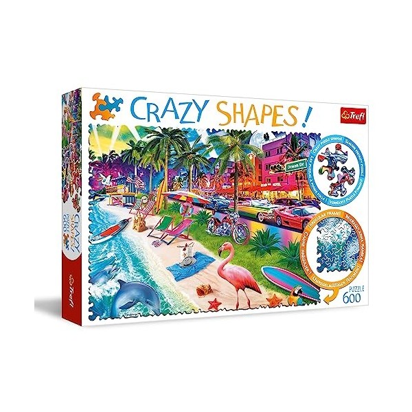 Trefl Crazy Shapes: Plage de Miami-600 pièces Formes folles, Bords irréguliers, Puzzles Originales, Divertissement créatif po