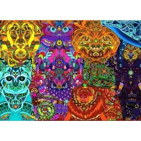 Brain Tree - Tribal Animals 500 Piece Puzzles for Adults: With Droplet Technology for Anti Glare & Soft Touch