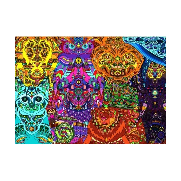 Brain Tree - Tribal Animals 500 Piece Puzzles for Adults: With Droplet Technology for Anti Glare & Soft Touch
