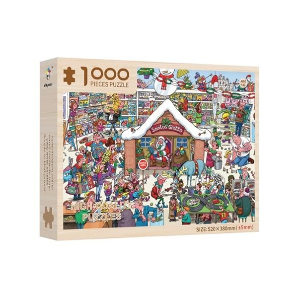 Calendrier de lAvent de Noël 2023 - Puzzle de Noël en bois de 1 000 pièces - Calendrier de compte à rebours de Noël - Jeu fa