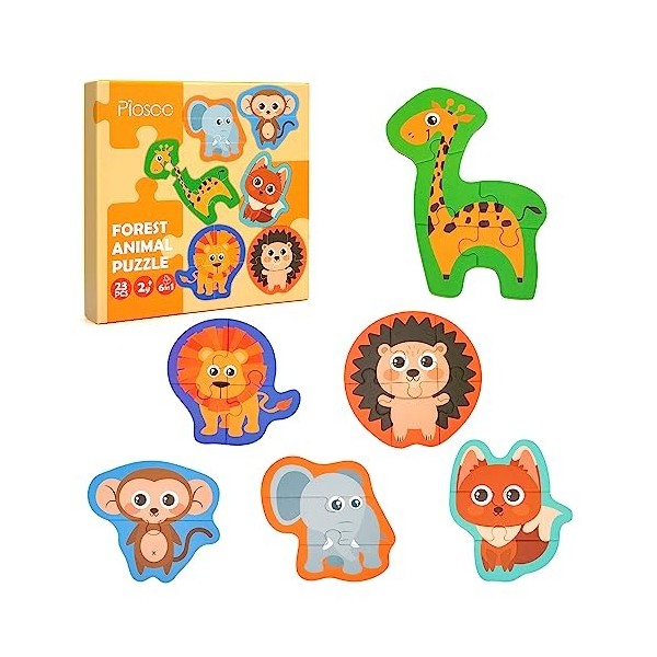 6 en 1 Puzzles pour Enfants, Jigsaw Animaux, Casse-têtes Jouet Éducatif Éveil Jeux Montessori pour Bébés Garçons Filles 2 3 4