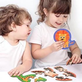6 en 1 Puzzles pour Enfants, Jigsaw Animaux, Casse-têtes Jouet Éducatif Éveil Jeux Montessori pour Bébés Garçons Filles 2 3 4