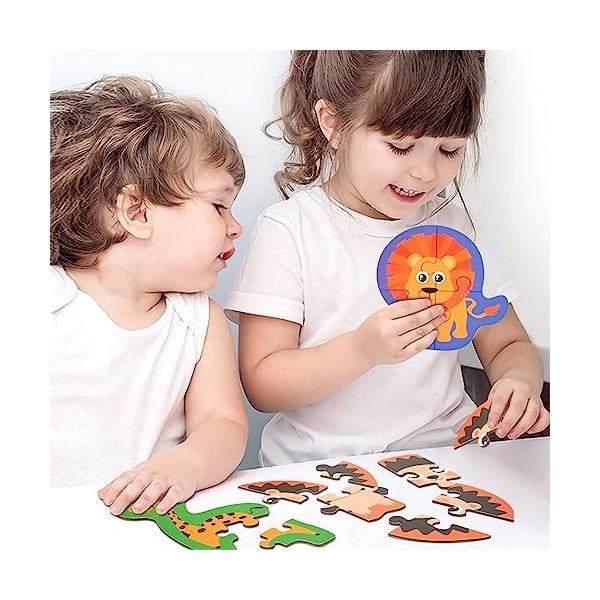 6 en 1 Puzzles pour Enfants, Jigsaw Animaux, Casse-têtes Jouet Éducatif Éveil Jeux Montessori pour Bébés Garçons Filles 2 3 4