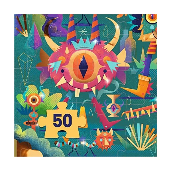 DJECO- Twisty Puzzle La Fête des Monstres Monster Jeux dadresse, 37020, Multicolore