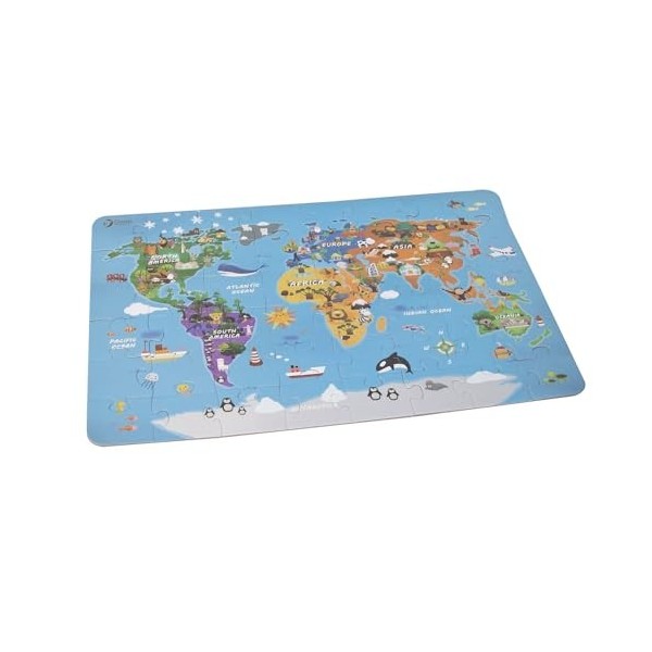 Classic World Jouets en Bois Puzzle Carte du Monde 48 pièces Multicolore dès 3 Ans