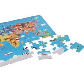 Classic World Jouets en Bois Puzzle Carte du Monde 48 pièces Multicolore dès 3 Ans