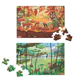 Melissa & Doug Let’s Explore Puzzle de sol double face Cherchez et Trouvez, 48 pièces géantes en carton, 2 Puzzles différents