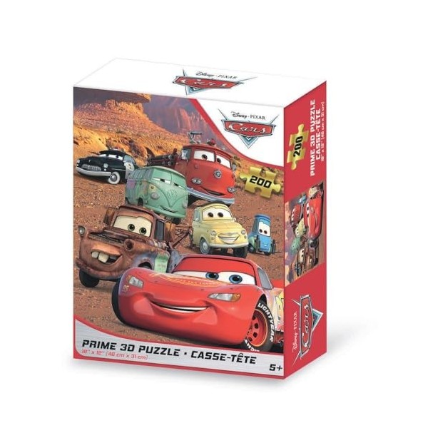 Grandi Giochi- Saetta McQueen Puzzle lenticulaire Horizontal Cars Disney avec 200 pièces incluses et Emballage avec Effet 3D-