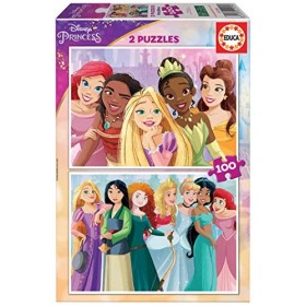 Educa - 2x100 Disney Princess - 2 Puzzles en Carton avec 100 pièces, Double départ - Mesure approximative de Chaque Puzzle: 4