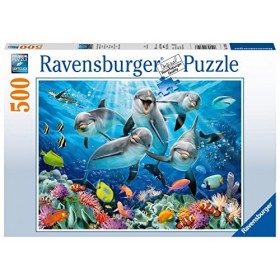 Ravensburger - Puzzle Adulte - Puzzle 500 p - Dauphins sur le récif de corail - 14710