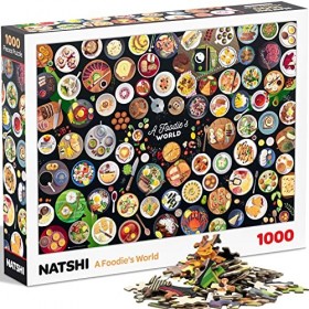 Natshi - A Foodie’s World - Puzzle Adulte 1000 Pièces - Plats du Monde - avec Poster & Sac Refermable – Pièces Gaufrées & Mat