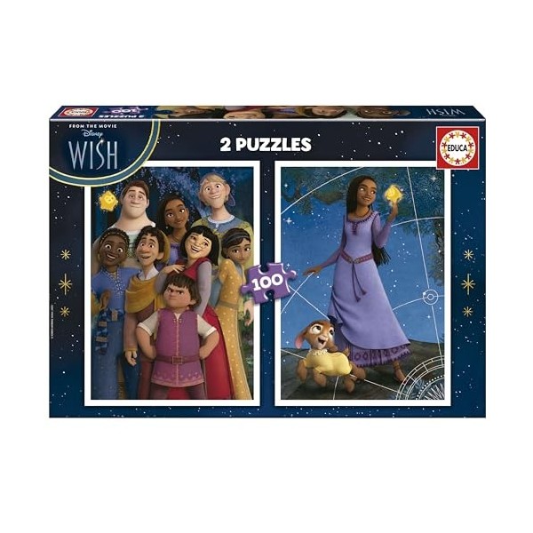 Educa - Ensemble de 2 Puzzles pour Enfants avec 100 pièces et Les Personnages de Souhait. Mesures: 40 x 28 cm. Recommandé de 