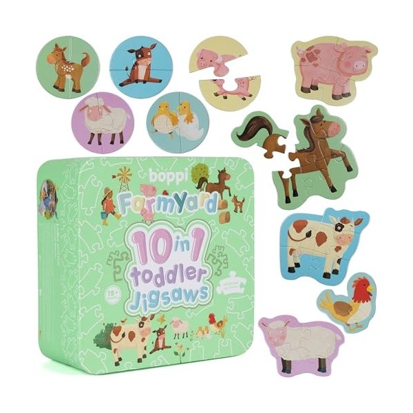 Puzzles progressifs 10 en 1 pour Tout-Petits de 18 Mois et Plus - Puzzles de Ferme avec des Animaux pour Tout-Petits/Jouets d