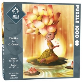 ART&Meeple- Chakra, Indienne, Zen, Bouddhisme Puzzle, AMCHAKRA_01, Aquarelle, reposant, orangé, Lumineux, Poster 68x48 cm + P