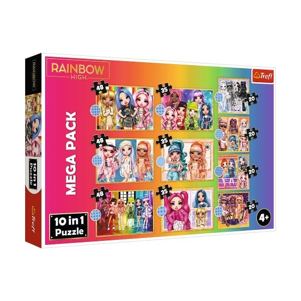 Trefl - Rainbow High, Collection de poupées à la Mode - Puzzles 10-en-1, 10 Puzzles, de 12 à 48 éléments - Puzzles avec des P