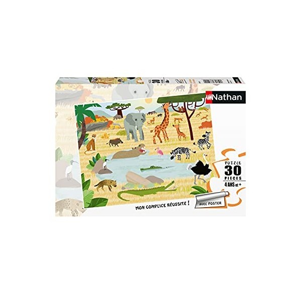 Nathan - Puzzle Enfant - 30 pièces - Les animaux de la savane - Fille ou garçon dès 4 ans - Puzzle de qualité supérieure - Ca