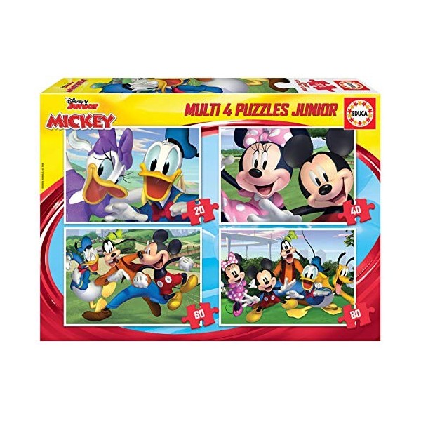 Educa - 4 Puzzles progressifs pour Enfant avec 20/40/60/80 pièces. Disney Mickey et Ses Amis. Recommandé à partir de 3 Ans 1