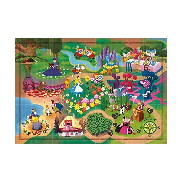 Clementoni Story Maps Alice in Wonderland Adulte 1000 pièces, Personnage Disney, Puzzle Dessin animé-fabriqué en Italie, 3966